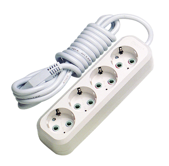 Подовжувач Makel із заземленням 4 гн. білий 2 м MGP152